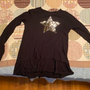 Girls size XL black star sequins shirt